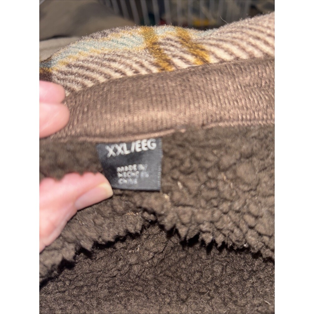 XXL Weatherproof Flannel Fleece Lined Jacket Brown Tan Plaid Button Up Pockets - Picture 10 of 13